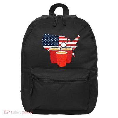 4th Of July I Beer Pong American Flag I College Party 16 in Basic Backpack