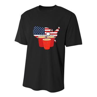4th Of July I Beer Pong American Flag I College Party Youth Performance Sprint T-Shirt