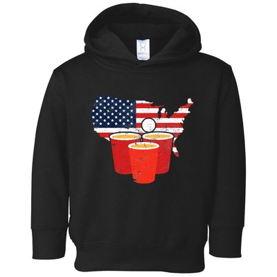 4th Of July I Beer Pong American Flag I College Party Toddler Hoodie