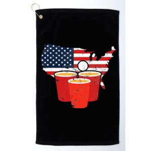 4th Of July I Beer Pong American Flag I College Party Platinum Collection Golf Towel