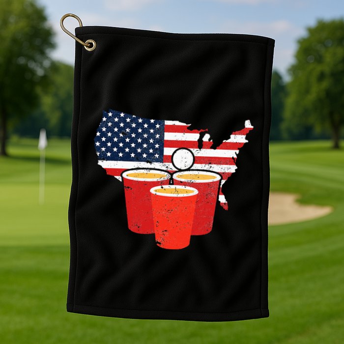 4th Of July I Beer Pong American Flag I College Party Golf Towel