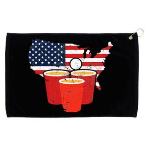 4th Of July I Beer Pong American Flag I College Party Grommeted Golf Towel