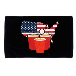 4th Of July I Beer Pong American Flag I College Party Microfiber Hand Towel