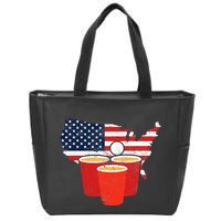 4th Of July I Beer Pong American Flag I College Party Zip Tote Bag