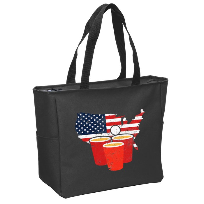 4th Of July I Beer Pong American Flag I College Party Zip Tote Bag