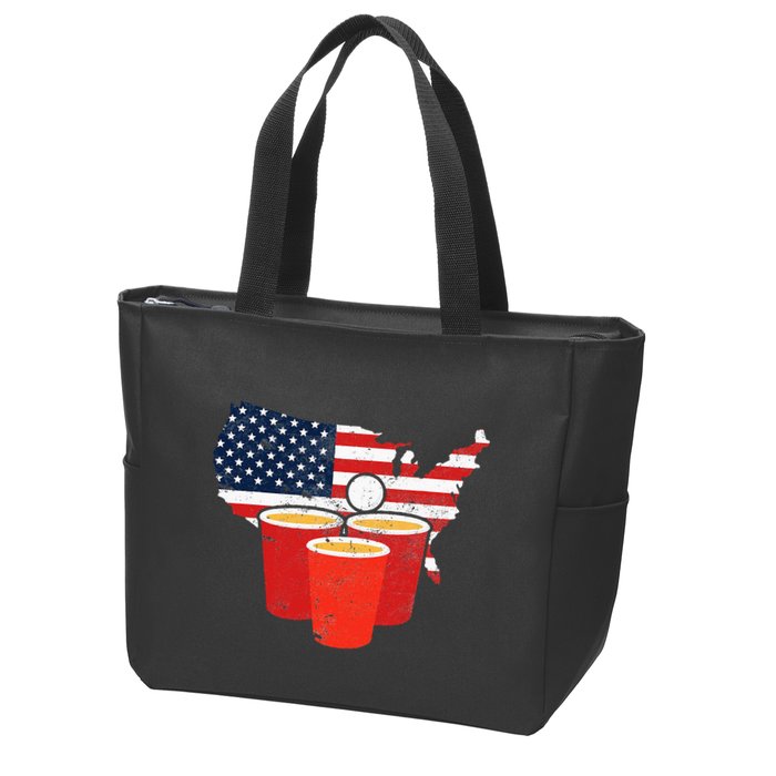 4th Of July I Beer Pong American Flag I College Party Zip Tote Bag