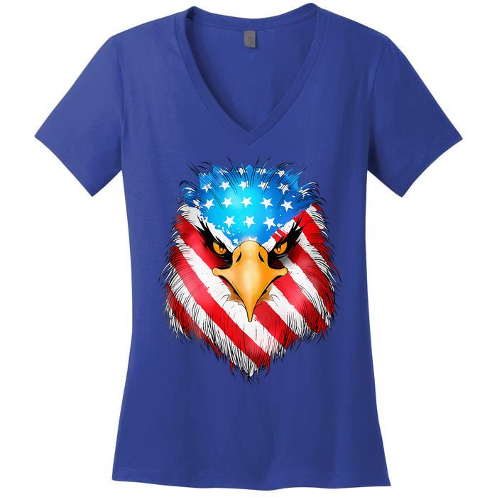 4th Of July Patriotic Eagle Usa American Flag Women's V-Neck T-Shirt