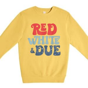 4th Of July Pregnancy Announcement Red White And Due Premium Crewneck Sweatshirt