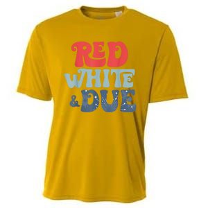 4th Of July Pregnancy Announcement Red White And Due Cooling Performance Crew T-Shirt