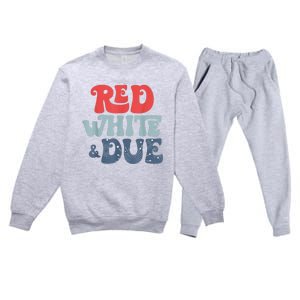 4th Of July Pregnancy Announcement Red White And Due Premium Crewneck Sweatsuit Set