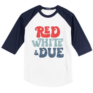 4th Of July Pregnancy Announcement Red White And Due Baseball Sleeve Shirt