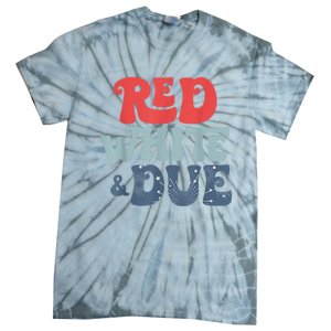 4th Of July Pregnancy Announcement Red White And Due Tie-Dye T-Shirt