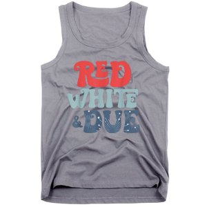 4th Of July Pregnancy Announcement Red White And Due Tank Top