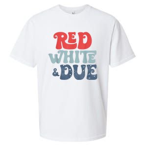 4th Of July Pregnancy Announcement Red White And Due Sueded Cloud Jersey T-Shirt