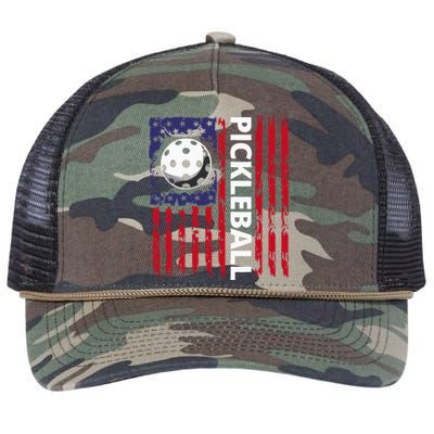 4th Of July Pickleball American Flag Funny Pickleball Lover Vintage Gift Retro Rope Trucker Hat Cap