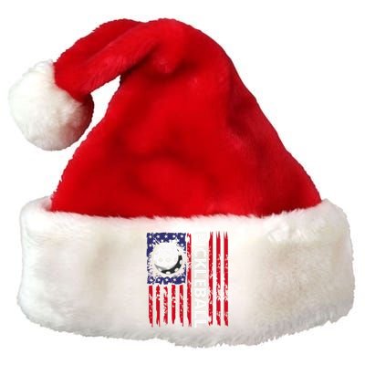 4th Of July Pickleball American Flag Funny Pickleball Lover Vintage Gift Premium Christmas Santa Hat