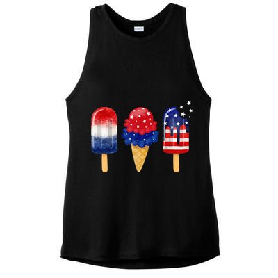 4th of July Popsicle American Flag Patriotic Summer Boy Girl Ladies PosiCharge Tri-Blend Wicking Tank