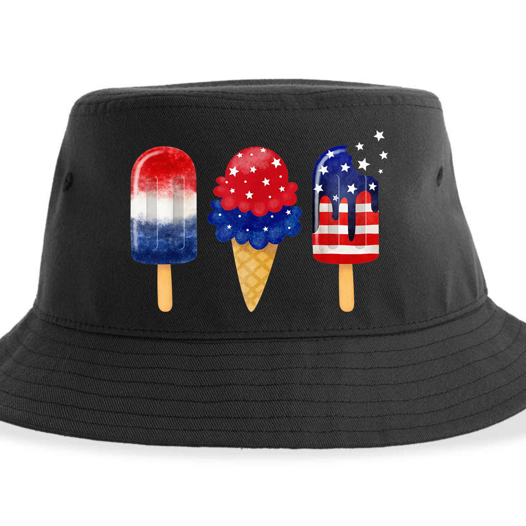 4th of July Popsicle American Flag Patriotic Summer Boy Girl Sustainable Bucket Hat
