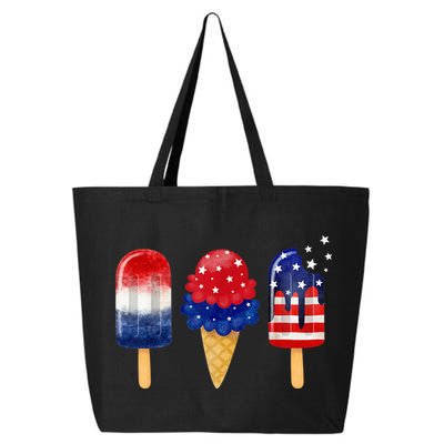 4th of July Popsicle American Flag Patriotic Summer Boy Girl 25L Jumbo Tote