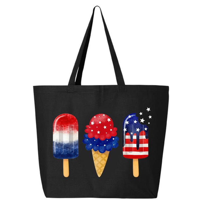 4th of July Popsicle American Flag Patriotic Summer Boy Girl 25L Jumbo Tote