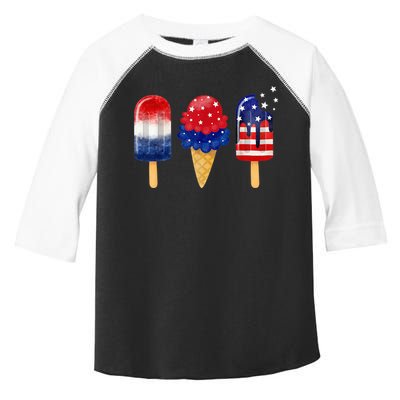 4th of July Popsicle American Flag Patriotic Summer Boy Girl Toddler Fine Jersey T-Shirt