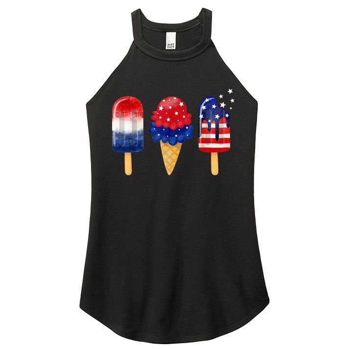 4th of July Popsicle American Flag Patriotic Summer Boy Girl Women's Perfect Tri Rocker Tank