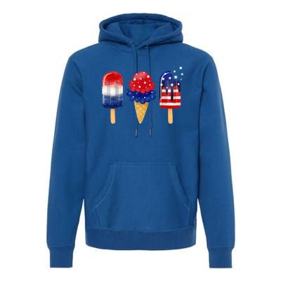 4th of July Popsicle American Flag Patriotic Summer Boy Girl Premium Hoodie