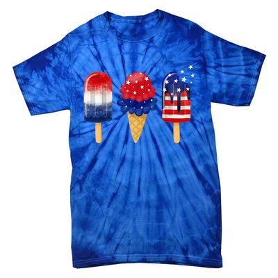 4th of July Popsicle American Flag Patriotic Summer Boy Girl Tie-Dye T-Shirt