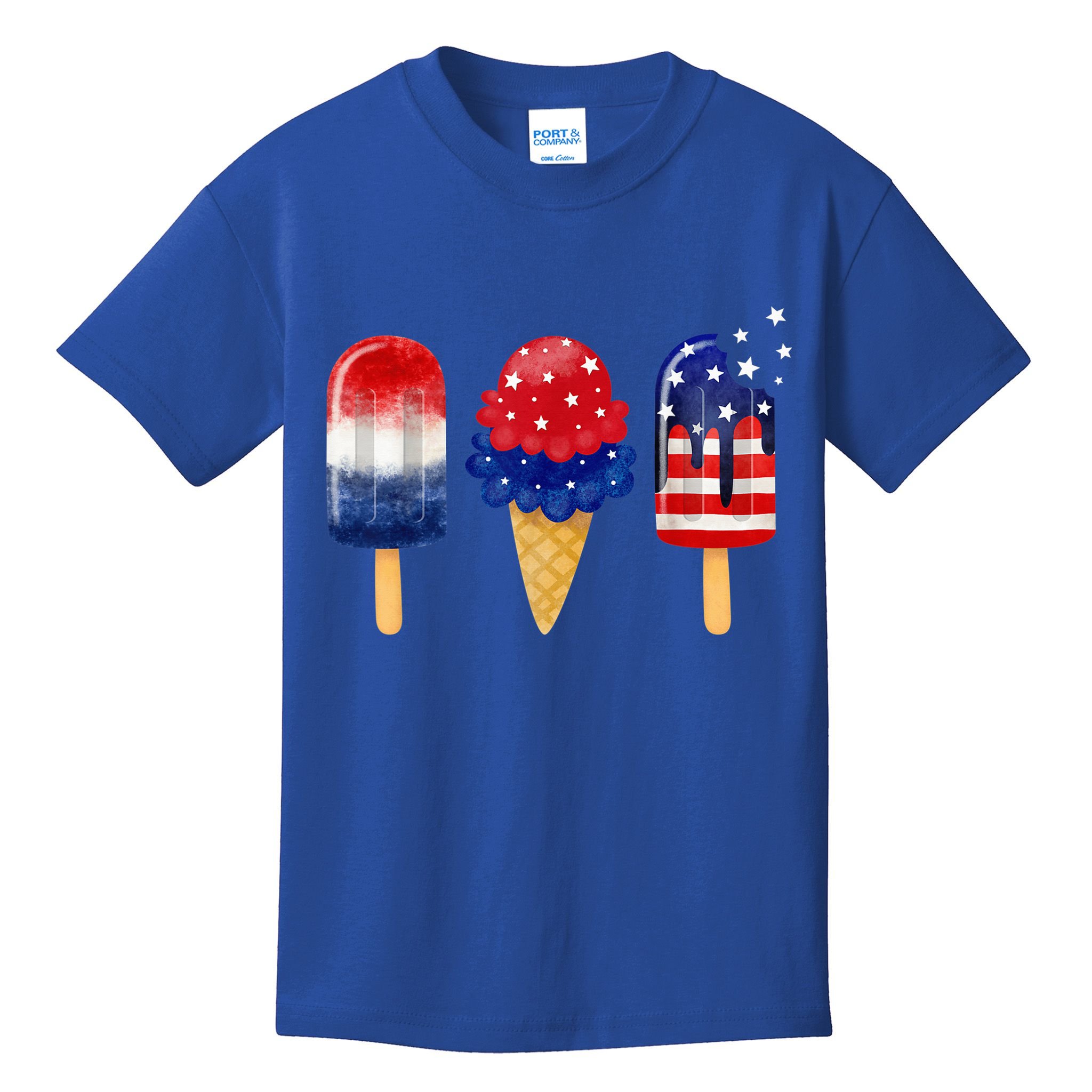 4th of July Popsicle American Flag Patriotic Summer Boy Girl Kids T-Shirt