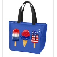 4th of July Popsicle American Flag Patriotic Summer Boy Girl Zip Tote Bag