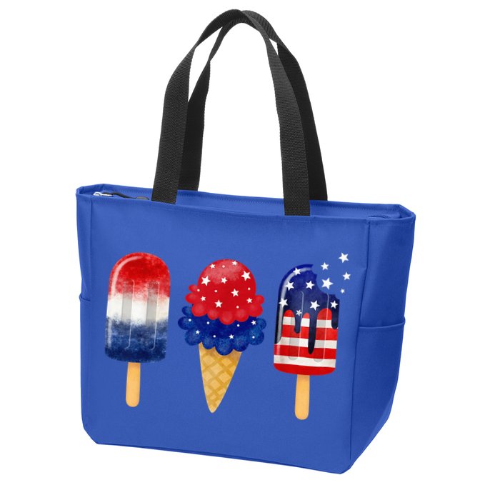 4th of July Popsicle American Flag Patriotic Summer Boy Girl Zip Tote Bag