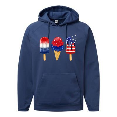 4th of July Popsicle American Flag Patriotic Summer Boy Girl Performance Fleece Hoodie