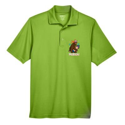 4th Of July Bald Eagle Bigfoot Mullet Murica Usa Usa Merica Men's Origin Performance Pique Polo