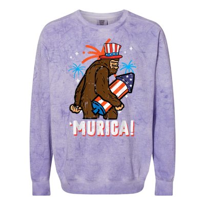 4th Of July Bald Eagle Bigfoot Mullet Murica Usa Usa Merica Colorblast Crewneck Sweatshirt