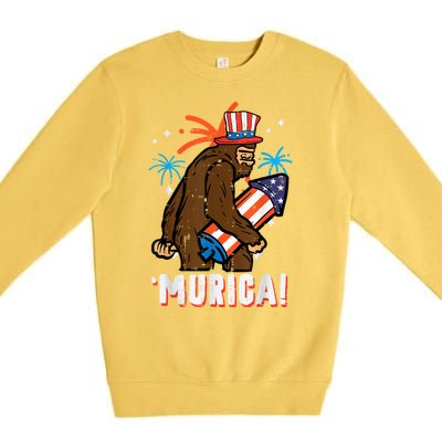 4th Of July Bald Eagle Bigfoot Mullet Murica Usa Usa Merica Premium Crewneck Sweatshirt