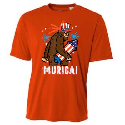 4th Of July Bald Eagle Bigfoot Mullet Murica Usa Usa Merica Cooling Performance Crew T-Shirt