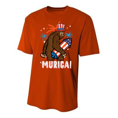 4th Of July Bald Eagle Bigfoot Mullet Murica Usa Usa Merica Performance Sprint T-Shirt