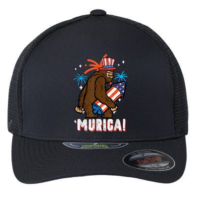 4th Of July Bald Eagle Bigfoot Mullet Murica Usa Usa Merica Flexfit Unipanel Trucker Cap
