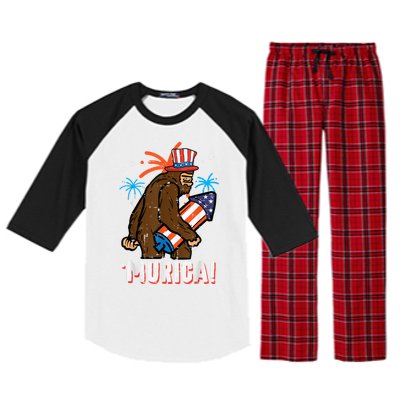 4th Of July Bald Eagle Bigfoot Mullet Murica Usa Usa Merica Raglan Sleeve Pajama Set