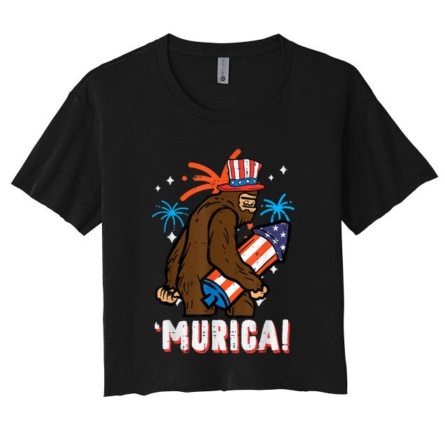 4th Of July Bald Eagle Bigfoot Mullet Murica Usa Usa Merica Crop Top