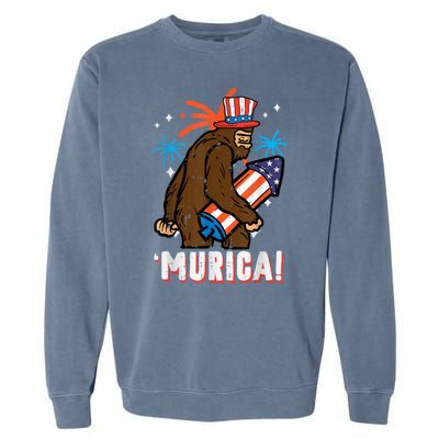 4th Of July Bald Eagle Bigfoot Mullet Murica Usa Usa Merica Garment-Dyed Sweatshirt