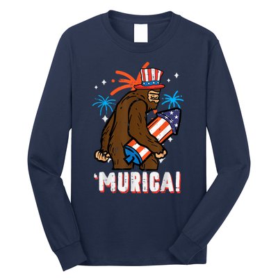 4th Of July Bald Eagle Bigfoot Mullet Murica Usa Usa Merica Long Sleeve Shirt