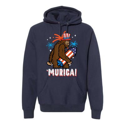 4th Of July Bald Eagle Bigfoot Mullet Murica Usa Usa Merica Premium Hoodie