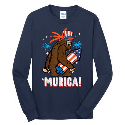 4th Of July Bald Eagle Bigfoot Mullet Murica Usa Usa Merica Tall Long Sleeve T-Shirt