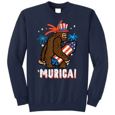 4th Of July Bald Eagle Bigfoot Mullet Murica Usa Usa Merica Tall Sweatshirt