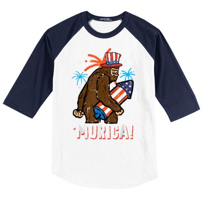 4th Of July Bald Eagle Bigfoot Mullet Murica Usa Usa Merica Baseball Sleeve Shirt