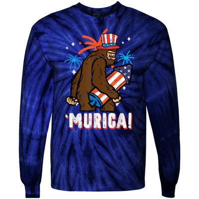 4th Of July Bald Eagle Bigfoot Mullet Murica Usa Usa Merica Tie-Dye Long Sleeve Shirt