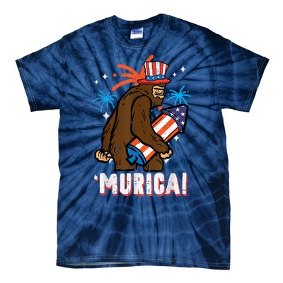 4th Of July Bald Eagle Bigfoot Mullet Murica Usa Usa Merica Tie-Dye T-Shirt