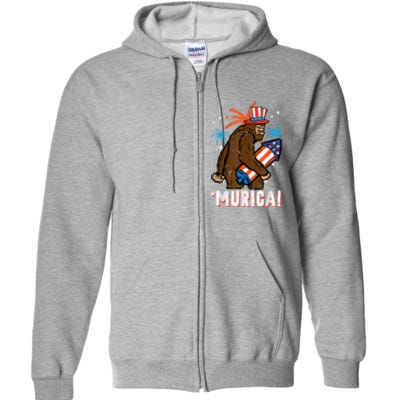 4th Of July Bald Eagle Bigfoot Mullet Murica Usa Usa Merica Full Zip Hoodie