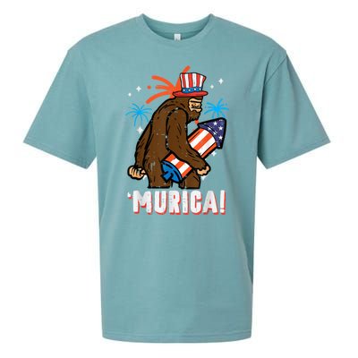 4th Of July Bald Eagle Bigfoot Mullet Murica Usa Usa Merica Sueded Cloud Jersey T-Shirt